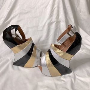 Metallic Peeptoe Platform Shoes